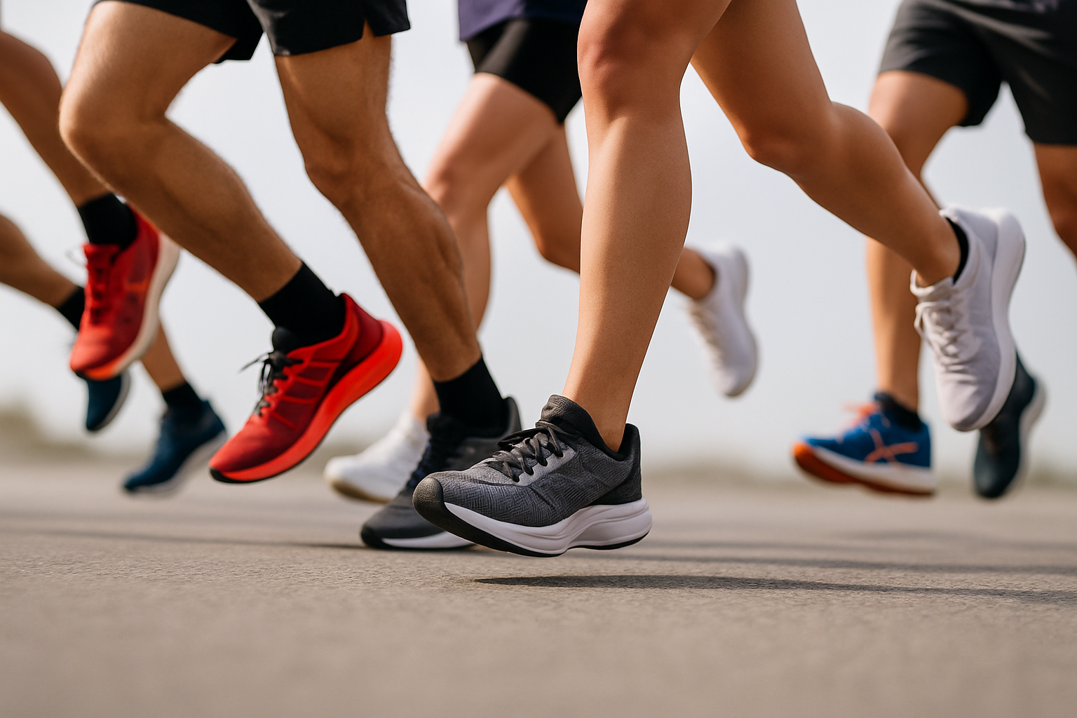 image for the background people running only feets with shoes