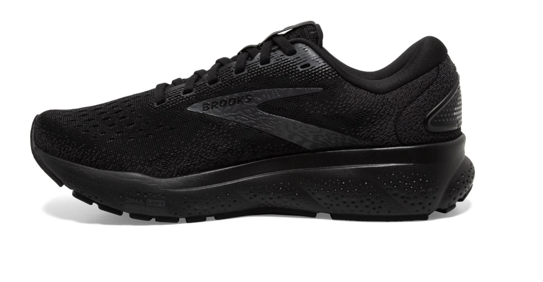 Brooks Ghost 16 Black/Black/Ebony - medial view